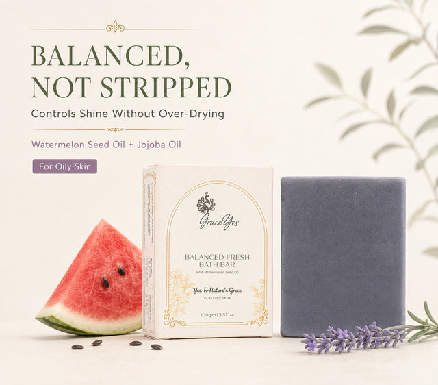 Balanced Fresh Bath Bar by GraceYes — Bath Bar for Oily Skin, Watermelon Seed & Jojoba, 100 gm