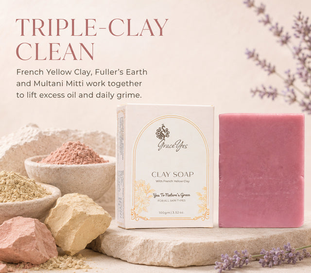 Clay Soap by GraceYes — Multani Mitti & French Clay Soap for Oily Skin, 100 gm