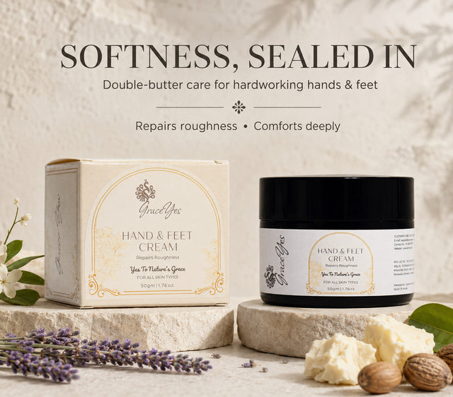 Hand & Feet Cream by GraceYes — Hand & Foot Cream for Cracked Heels, Shea & Mango, 50 gm