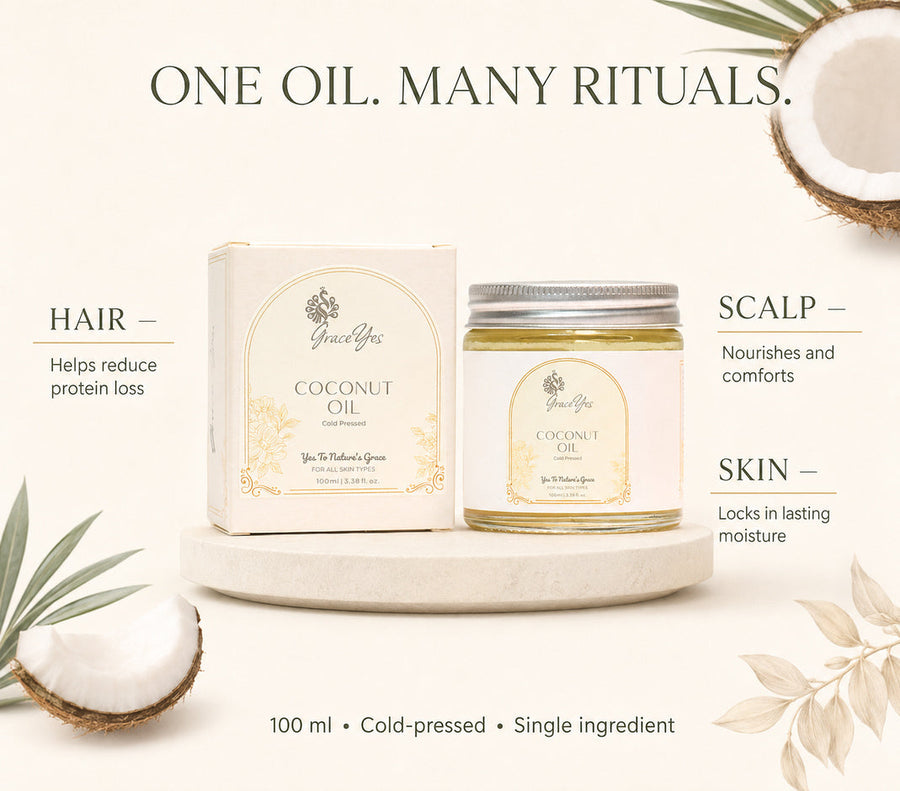 GraceYes Cold-Pressed Coconut Oil, 100 ml