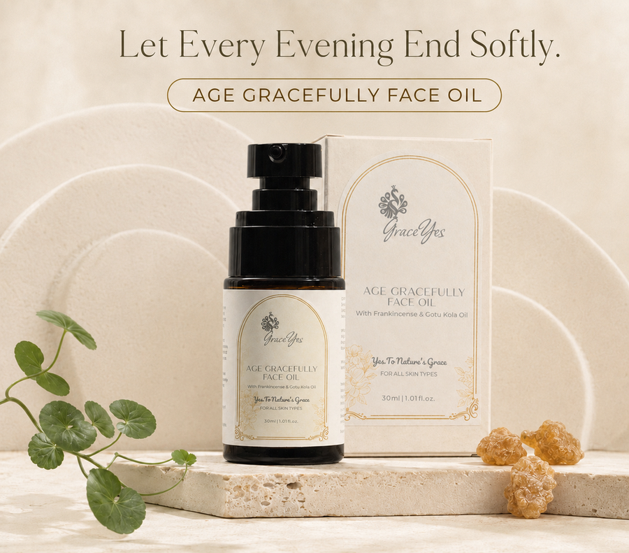 GraceYes Age Gracefully Face Oil, 30 ml bottle of light plant-oil face oil for oily skin