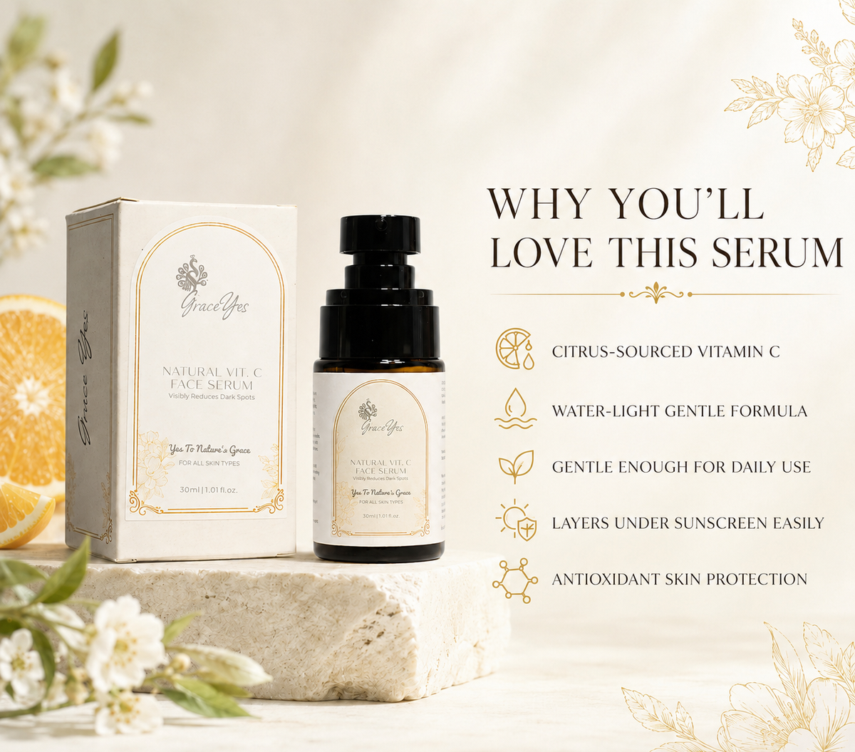 Natural Vit. C Face Serum by GraceYes — reasons to love