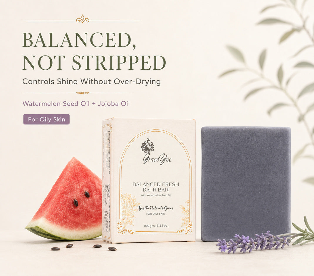 Balanced Fresh Bath Bar by GraceYes — Bath Bar for Oily Skin, Watermelon Seed & Jojoba, 100 gm