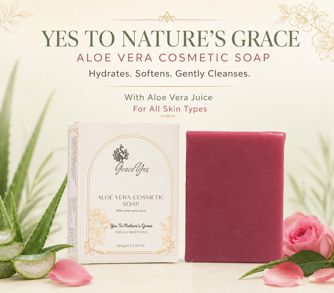 Aloe Vera Cosmetic Soap by GraceYes — Aloe Vera Soap with Shea Butter, Cold-Processed, 100 gm