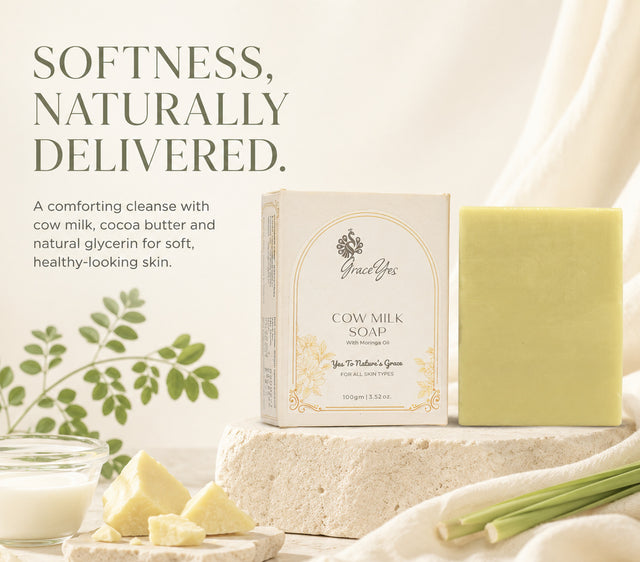 Cow Milk Soap by GraceYes — Cow Milk Soap with Moringa Oil, Cold-Processed, 100 gm
