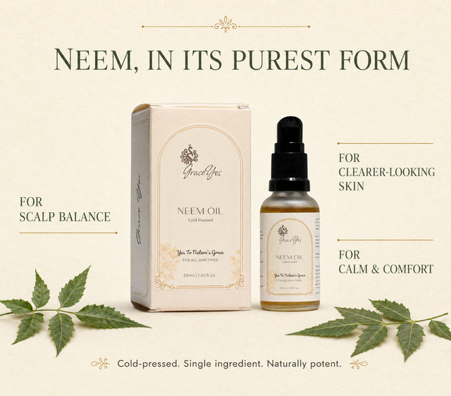 Neem Oil by GraceYes — Cold-Pressed Neem Oil for Dandruff & Skin, 30 ml
