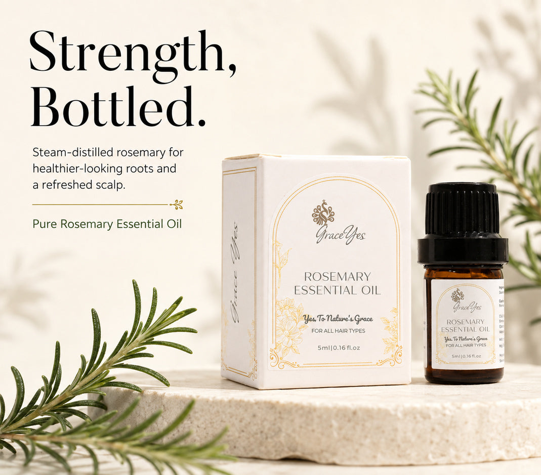 Rosemary Essential Oil by GraceYes — Pure Rosemary Essential Oil for Scalp & Hair, 5 ml
