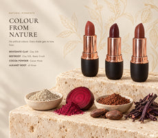 Natural pigments in GraceYes lipsticks: bentonite clay, beetroot, cocoa powder and alkanet root, image 7